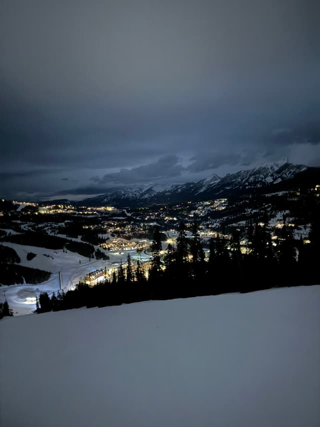 Night Skiing Above Big Sky, Montana (portrait)