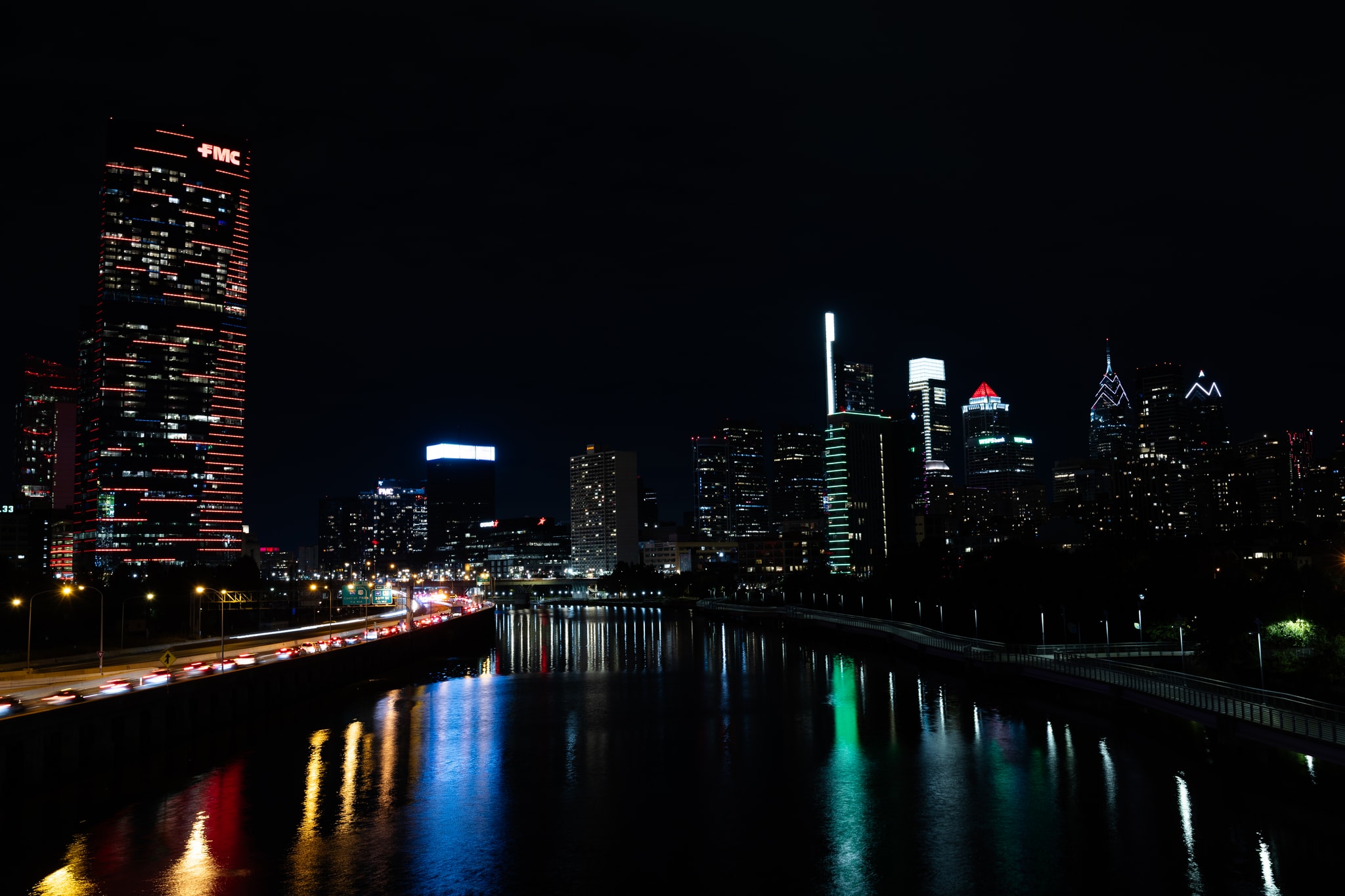 Philadelphia Lights from South Street Bridge