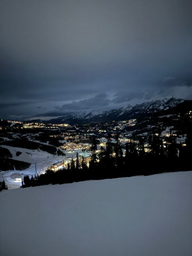 Night Skiing Above Big Sky, Montana (portrait)